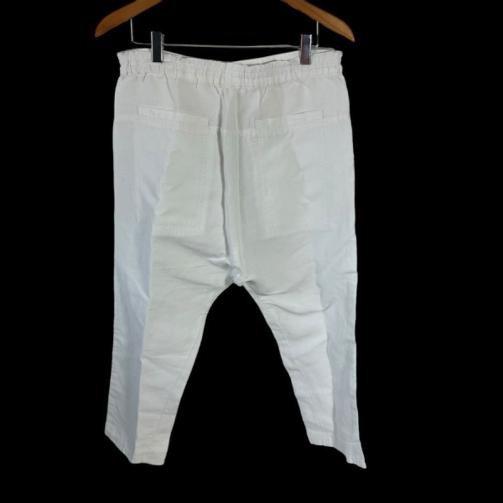 Emerson Fry White Linen/Modal Blend Pull On Crop Pants Sz S